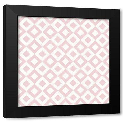 Flowers on White Contemporary Bright Pattern VB Black Modern Wood Framed Art Print by Wild Apple Portfolio