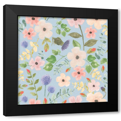 Spring Sentiments Pattern VIIIA Black Modern Wood Framed Art Print with Double Matting by Jackson, Jenaya