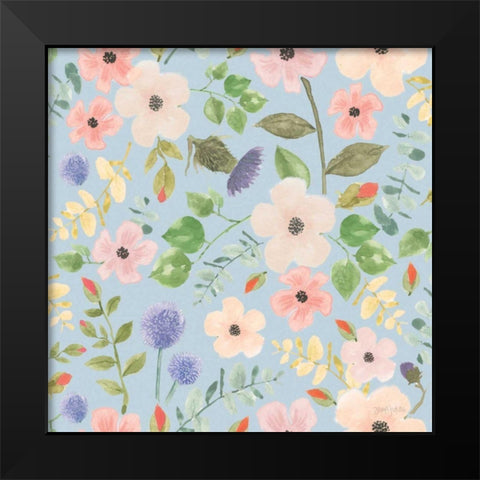 Spring Sentiments Pattern VIIIA Black Modern Wood Framed Art Print by Jackson, Jenaya