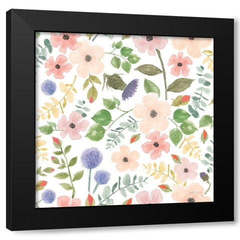 Spring Sentiments Pattern VIIIB Black Modern Wood Framed Art Print by Jackson, Jenaya