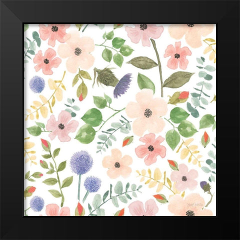 Spring Sentiments Pattern VIIIB Black Modern Wood Framed Art Print by Jackson, Jenaya