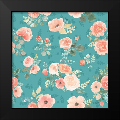 Blooming Delight Pattern IC Black Modern Wood Framed Art Print by Jackson, Jenaya