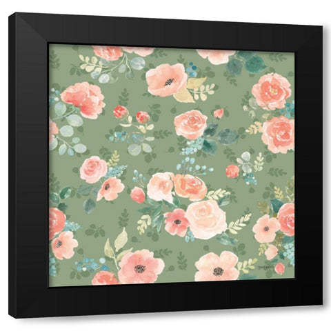 Blooming Delight Pattern ID Black Modern Wood Framed Art Print with Double Matting by Jackson, Jenaya