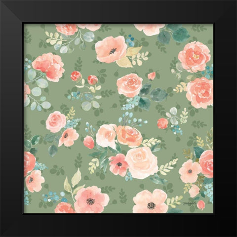Blooming Delight Pattern ID Black Modern Wood Framed Art Print by Jackson, Jenaya