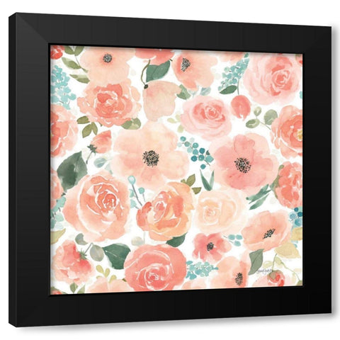 Blooming Delight Pattern VA Black Modern Wood Framed Art Print with Double Matting by Jackson, Jenaya
