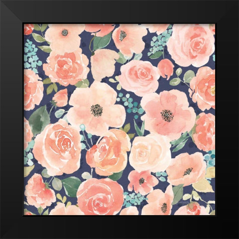 Blooming Delight Pattern VB Black Modern Wood Framed Art Print by Jackson, Jenaya