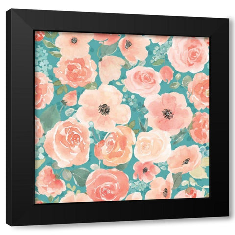 Blooming Delight Pattern VC Black Modern Wood Framed Art Print by Jackson, Jenaya