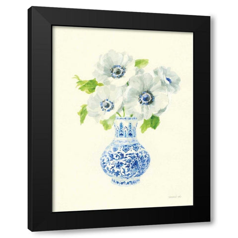 Floral Chinoiserie I Black Modern Wood Framed Art Print with Double Matting by Nai, Danhui