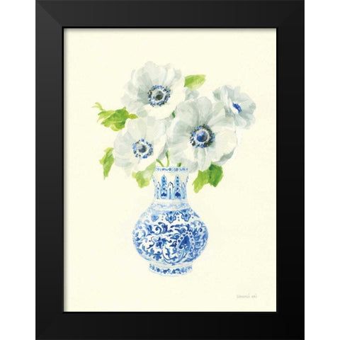Floral Chinoiserie I Black Modern Wood Framed Art Print by Nai, Danhui