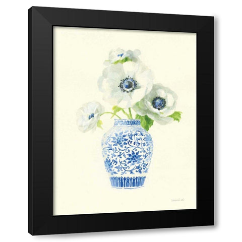 Floral Chinoiserie II Black Modern Wood Framed Art Print with Double Matting by Nai, Danhui