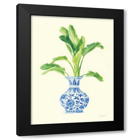 Palm Chinoiserie I Black Modern Wood Framed Art Print with Double Matting by Nai, Danhui