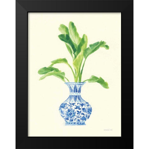 Palm Chinoiserie I Black Modern Wood Framed Art Print by Nai, Danhui