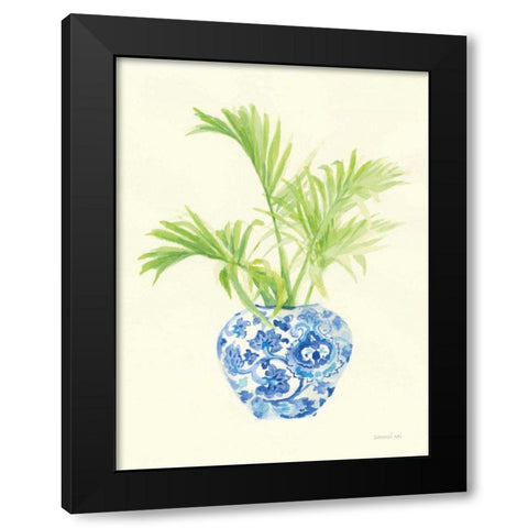 Palm Chinoiserie II Black Modern Wood Framed Art Print with Double Matting by Nai, Danhui