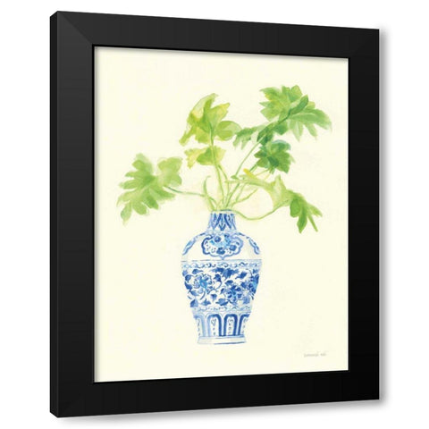 Palm Chinoiserie III Black Modern Wood Framed Art Print with Double Matting by Nai, Danhui