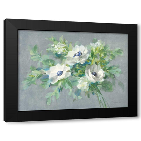 Bouquet for You Black Modern Wood Framed Art Print by Nai, Danhui