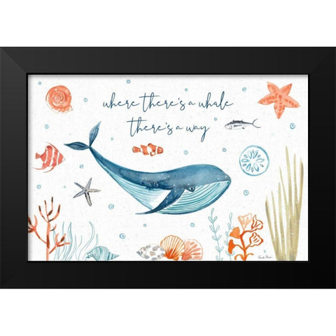 Whale Tale III Black Modern Wood Framed Art Print by Zaman, Farida