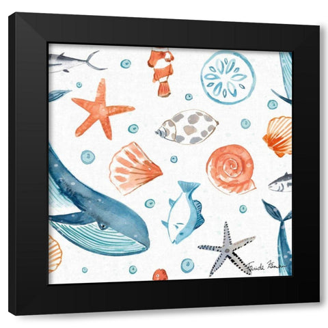 Whale Tale Pattern IA Black Modern Wood Framed Art Print with Double Matting by Zaman, Farida