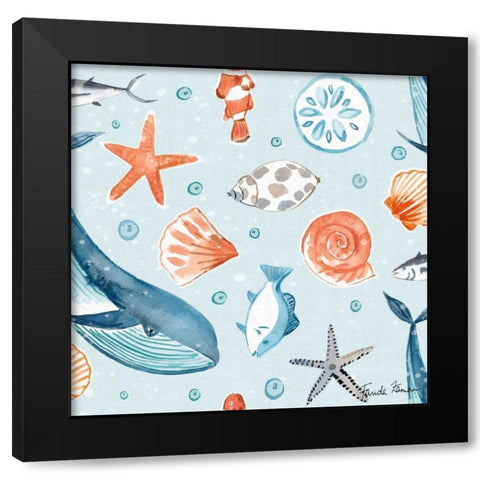 Whale Tale Pattern IB Black Modern Wood Framed Art Print with Double Matting by Zaman, Farida