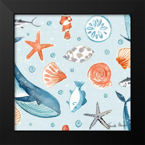 Whale Tale Pattern IB Black Modern Wood Framed Art Print by Zaman, Farida