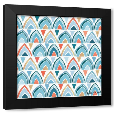Whale Tale Pattern IV Black Modern Wood Framed Art Print with Double Matting by Zaman, Farida