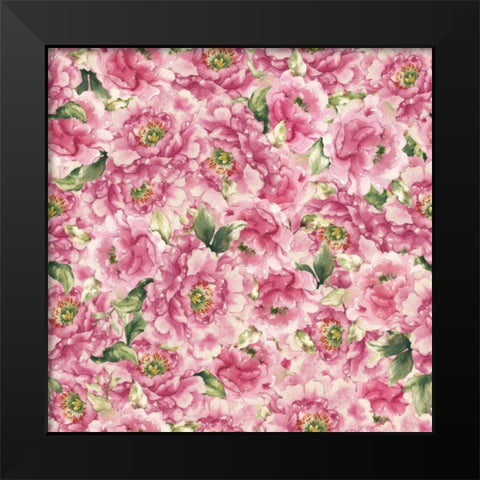 Bloom Pattern V Black Modern Wood Framed Art Print by Wild Apple Portfolio