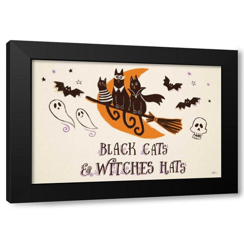 Spooktacular I Witches Hats Black Modern Wood Framed Art Print by Penner, Janelle