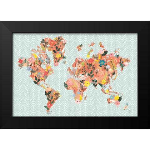 Wild Garden World Black Modern Wood Framed Art Print by Marshall, Laura