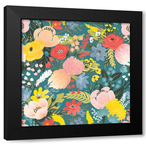 Wild Garden Pattern IA Black Modern Wood Framed Art Print with Double Matting by Marshall, Laura