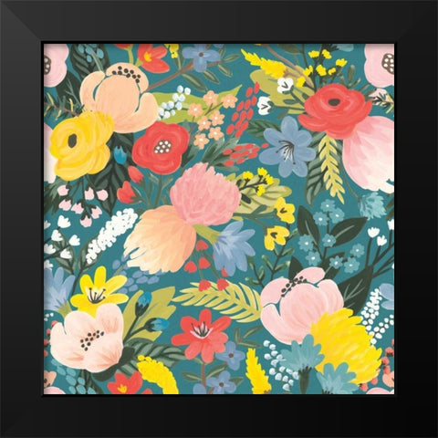 Wild Garden Pattern IA Black Modern Wood Framed Art Print by Marshall, Laura