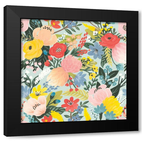 Wild Garden Pattern ID Black Modern Wood Framed Art Print by Marshall, Laura