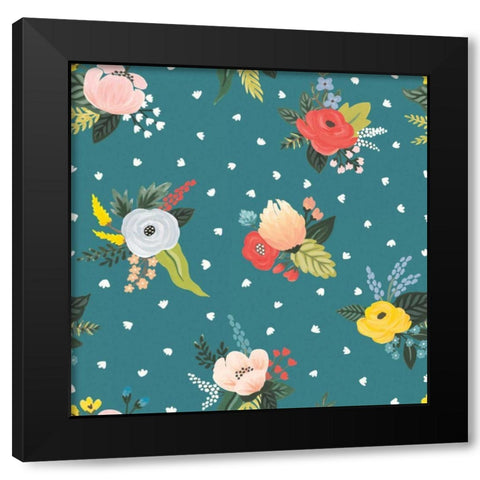 Wild Garden Pattern VA Black Modern Wood Framed Art Print by Marshall, Laura