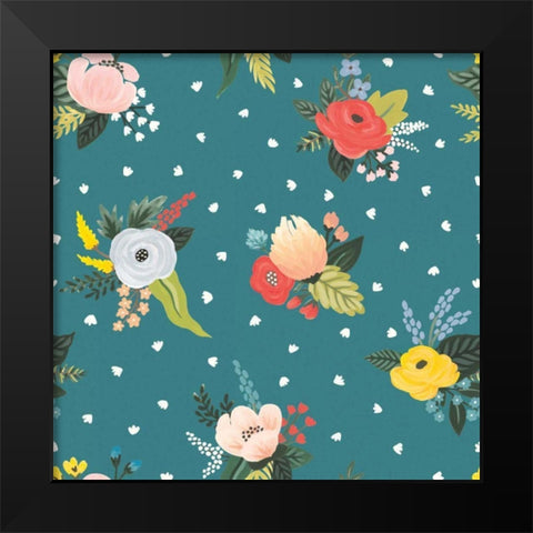 Wild Garden Pattern VA Black Modern Wood Framed Art Print by Marshall, Laura