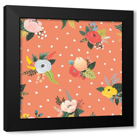 Wild Garden Pattern VB Black Modern Wood Framed Art Print by Marshall, Laura