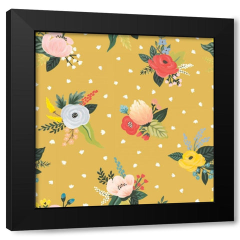 Wild Garden Pattern VC Black Modern Wood Framed Art Print by Marshall, Laura