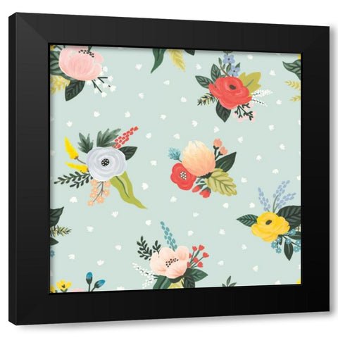 Wild Garden Pattern VD Black Modern Wood Framed Art Print with Double Matting by Marshall, Laura