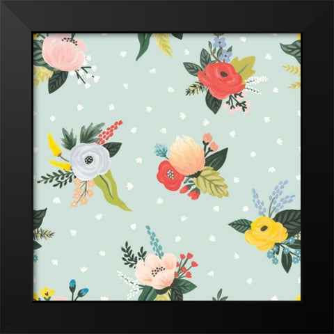 Wild Garden Pattern VD Black Modern Wood Framed Art Print by Marshall, Laura
