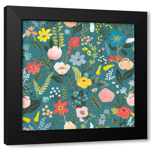 Wild Garden Pattern XIA Black Modern Wood Framed Art Print with Double Matting by Marshall, Laura
