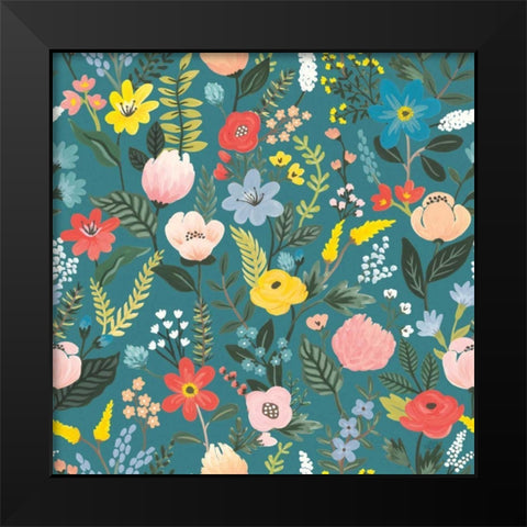 Wild Garden Pattern XIA Black Modern Wood Framed Art Print by Marshall, Laura