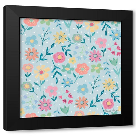 Happy Baby Pattern IC Black Modern Wood Framed Art Print with Double Matting by Zaman, Farida