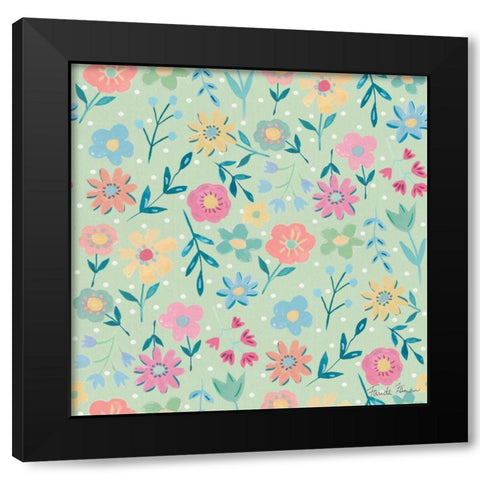 Happy Baby Pattern ID Black Modern Wood Framed Art Print with Double Matting by Zaman, Farida