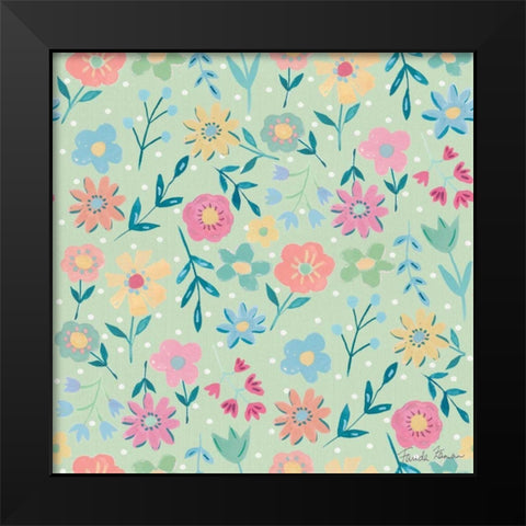 Happy Baby Pattern ID Black Modern Wood Framed Art Print by Zaman, Farida