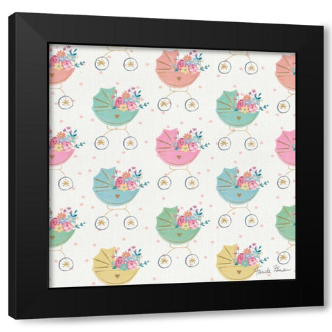 Happy Baby Pattern II Black Modern Wood Framed Art Print with Double Matting by Zaman, Farida