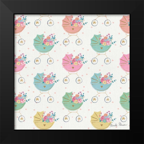 Happy Baby Pattern II Black Modern Wood Framed Art Print by Zaman, Farida