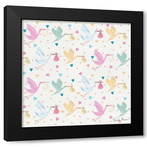 Happy Baby Pattern VI Black Modern Wood Framed Art Print with Double Matting by Zaman, Farida