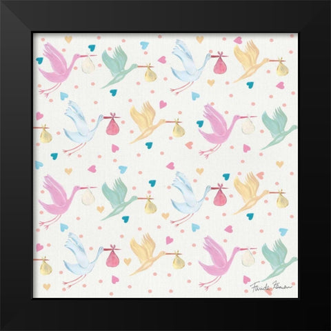 Happy Baby Pattern VI Black Modern Wood Framed Art Print by Zaman, Farida