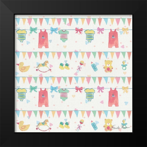Happy Baby Pattern VIIA Black Modern Wood Framed Art Print by Zaman, Farida