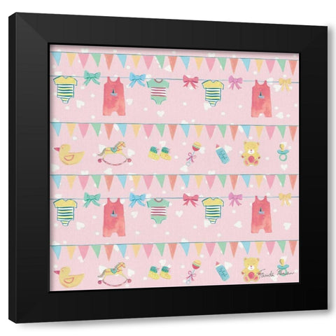 Happy Baby Pattern VIIB Black Modern Wood Framed Art Print with Double Matting by Zaman, Farida