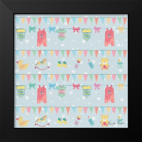 Happy Baby Pattern VIIC Black Modern Wood Framed Art Print by Zaman, Farida