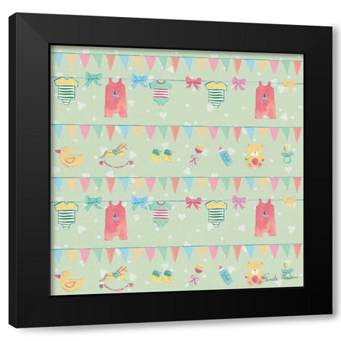 Happy Baby Pattern VIID Black Modern Wood Framed Art Print with Double Matting by Zaman, Farida