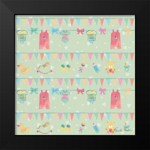 Happy Baby Pattern VIID Black Modern Wood Framed Art Print by Zaman, Farida